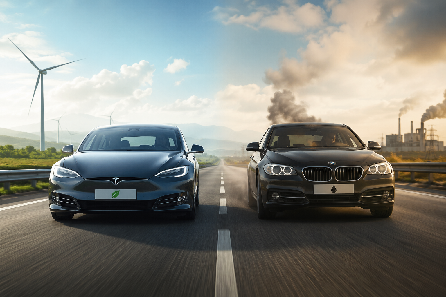 Comparaison entre voiture électrique et voiture essence montrant les émissions de CO2 sur le cycle de vie complet